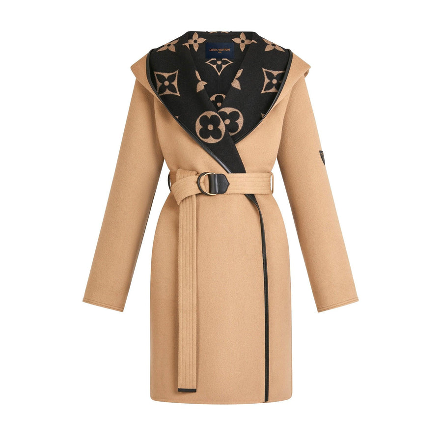 Louis Vuitton GIANT MONOGRAM JACQUARD WRAP COAT IN CAMEL