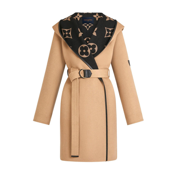 Louis Vuitton GIANT MONOGRAM JACQUARD WRAP COAT IN CAMEL