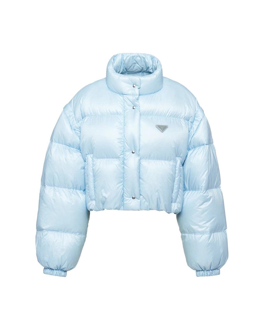 Prada Chaquetas cortas de nailon estilo urbano con logo liso y color helado